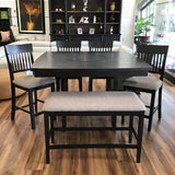 COUNTER HEIGHT TABLE WITH LAZY SUSAN/4CHAIRS/BENCH DINING ROOM SET