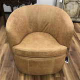 LEATHER SWIVEL CLUB ACCENT CHAIR SADDLE