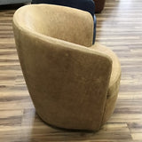 LEATHER SWIVEL CLUB ACCENT CHAIR SADDLE