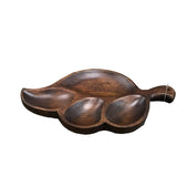 CARVED WOOD DIVIDED LEAF TRAY HOME DECOR