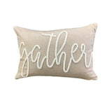 BEADED GATHER PILLOW TAN 20"