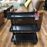 METAL ROLLING 3 SHELVES CART WITH HANDLES BAR BLACK