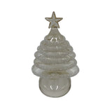 GLASS ICED LAYERS CHRISTMAS TREE HOLIDAY DECOR 8"