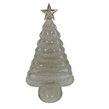 GLASS ICED LAYERS CHRISTMAS TREE HOLIDAY DECOR 13"