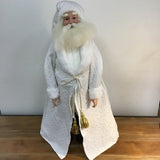 SANTA WITH THREADED COAT HOLIDAY DECOR WHITE/SILVER 24"