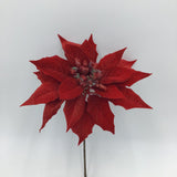 POINSETTIA PICK FLORAL/GREENERY RED 9"