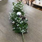 SILVER BELL AND PINECONESNOWY LEAF STEM HOLIDAY DECOR 25"