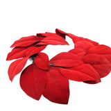 RED VELVET MAGNOLIA LEAF CANDLE RING/WREATH HOLIDAY DECOR 20" (6.5" DIAM...