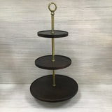 MANGO WOOD 3 LEVEL TIERED SERVER HOME ACCESSORIES DARK BROWN