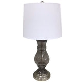 SMOKE SEEDED GLASS WITH BRUSHED BRASS BASE LAMP/LIGHTING GRAY 32H