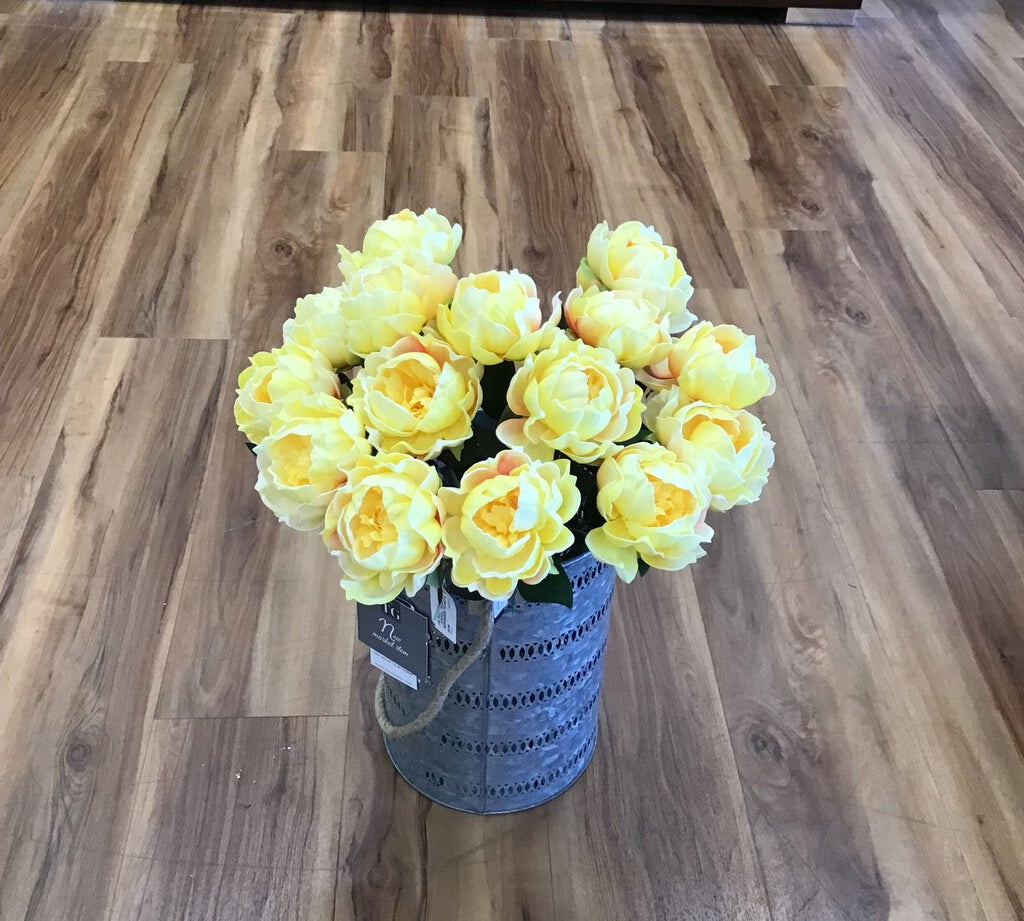 REAL TOUCH PEONY FLORAL/GREENERY YELLOW 20"