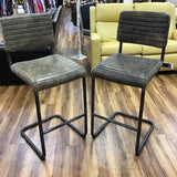 2 INDUSTRIAL STYLE WITH METAL LEGS BARSTOOL GREY/GREEN/AMBER 46"H