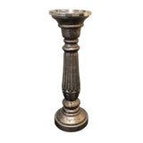 FROSTED GUNMETAL GLASS CANDLE STICK OUTDOOR/PATIO 4X4X12