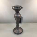 GLASS/METAL CANDLE HOLDER HOME DECOR SILVER/GRAY 12"H