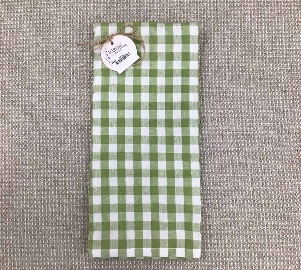 CHECK DISHTOWEL LINENS GREEN WHITE