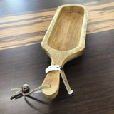 MANGO WOOD SERVING TRAYW/HANDLE & LTHR TIE HOME ACCESSORIES NATURAL