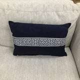 GREEK KEY PILLOW NAVY WHITE 20" X 14"