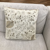 FLORAL PATCHES PILLOW CREAM TAN 17" SQUARE