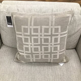 LINEN & VELVET INTERLOCKING SQUARES PILLOW IVORY 20" SQUARE