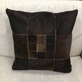 CHECK LEATHER & HIDE PILLOW BROWN 18" SQUARE