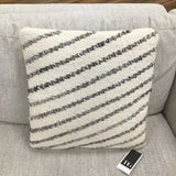HAND WOVEN STRIPED PILLOW CREAM GRAY 18" SQUARE