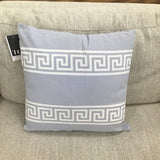 COTTON DOUBLE GREEK KEY PILLOW LIGHT BLUE WHITE 18"