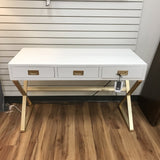 METAL/WOOD DESK WHITE/GOLD 30H X 47W