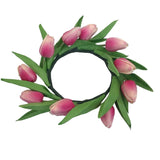 REAL TOUCH MINI TULIP CANDLE RING FLORAL/GREENERY MAUVE 4.75 DIAM..