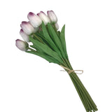 REAL TOUCH MINI TULIP BUNDLE (12 STEMS) FLORAL/GREENERY PURPLE/WHITE 13"