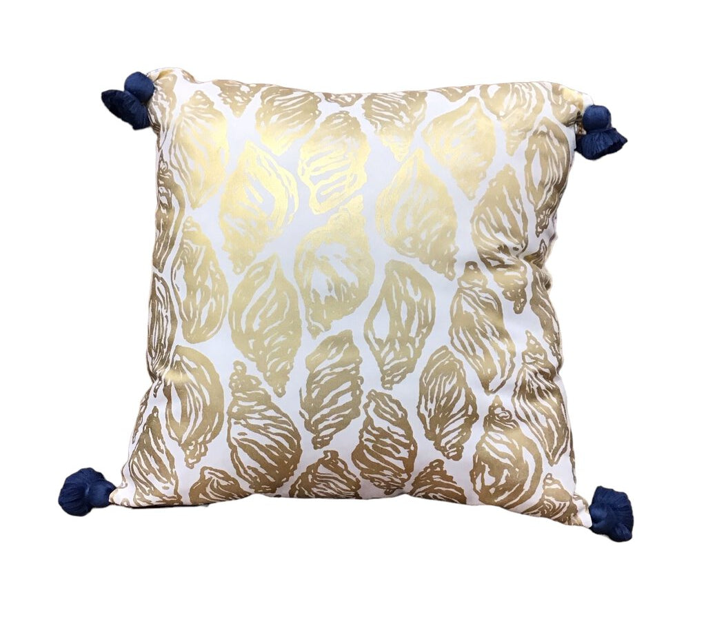 LILLY PULITZER SQUARE OUTDOOR WITH SHELL DESIGN PILLOW BLUE/WHITE 24 X 24