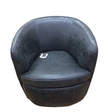 LEATHER SWIVEL CLUB ACCENT CHAIR VINTAGE SLATE