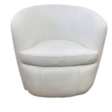 LEATHER SWIVEL CLUB ACCENT CHAIR SNOW