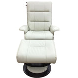 HIGH PERFORMANCE FABRIC MANUAL RECLINER SWIVEL WITH OTTOMAN ACCENT CHAIR OYSTER