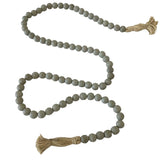 WOOD HANDMADE BEADED GARLAND WITH TASSEL HOME DECOR GRAY