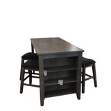 COUNTER HEIGHT TABLE WITH 4 STOOLS DINING ROOM SET GRAY/BLACK 36H X 60W X 30D