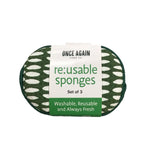 SET OF 3 CHARCOAL SPONGES LINENS GREEN WHITE