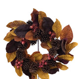 FALL MAGNOLIA & BERRY WREATH WITH PINECONES HOLIDAY DECOR 27"