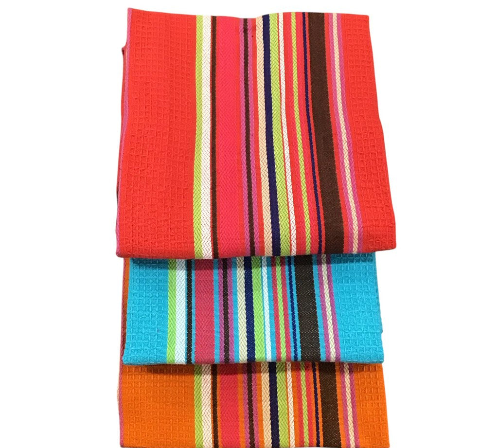 "FIESTA" AGAVE STRIPES DISH TOWEL SET OF 3 LINENS