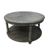 ROUND TABLE WITH SHELF COFFEE TABLE GRAY 38 X 38 X 20