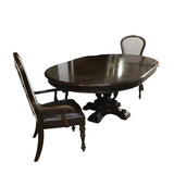 ROUND TABLE WITH 2 ARM CHAIRS/1 LEAF DINING ROOM SET BROWN 32H x 54 L 24DIAM..