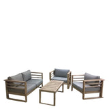 4 PC SET TEAK WOOD TRADITIONAL SEATING SET OUTDOOR/PATIO BROWN