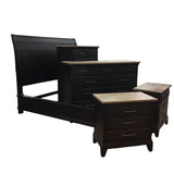 KINCAID K.SZ. BED/DRESSER/CHEST/2 NTSTDS."PLANK ROAD WESTWOOOD" (RET. $10.400) BED CHARCOAL
