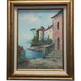 VINTAGE ON CANVAS (SIGNED ROSSINI) ITALIAN SEASCAPE ART 22H X 18W