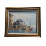 VINTAGE ON CANVAS SHIP HARBOR (SIGNED) ART