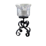 WROUGHT IRON/GLASS HURRICANE CANDLE HOLDER HOME DECOR ESPRESSO 12"H