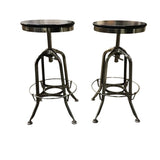 RESTORATION HARDWARE 2 WITH METAL BASE/ WOOD SEAT (RET.450.00 EA) BARSTOOL SILVER/BROWN 25H X 16W X 30H