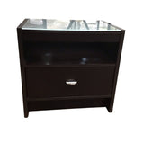 WITH DRAWER/GLASS TOP CHEST/DRESSER ESPRESSO 24H X 25W X 18D