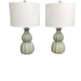 SAFAVIEH 2 CERAMIC LAMP/LIGHTING BLUE/GRAY/WHITE 26H