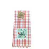 HAPPEN ORGANICALLY CHECK DISHTOWEL LINENS ORANGE WHITE