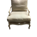 BOYD LEVINSON & CO. WOOD/RUSH WOVEN WITH UPHOLSTERED CUSHION ACCENT CHAIR OFF WHITE 40H X 30W X 32D